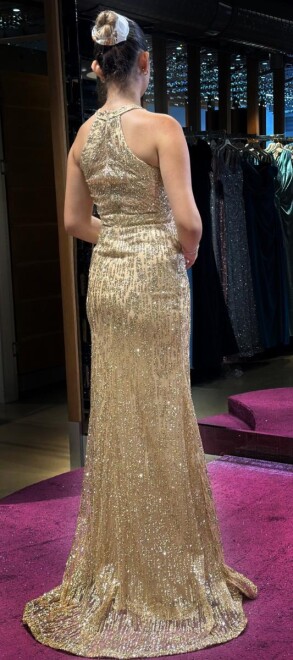 Gold Mermaid Skirt Glitter Long Evening Dress 7460 - 5